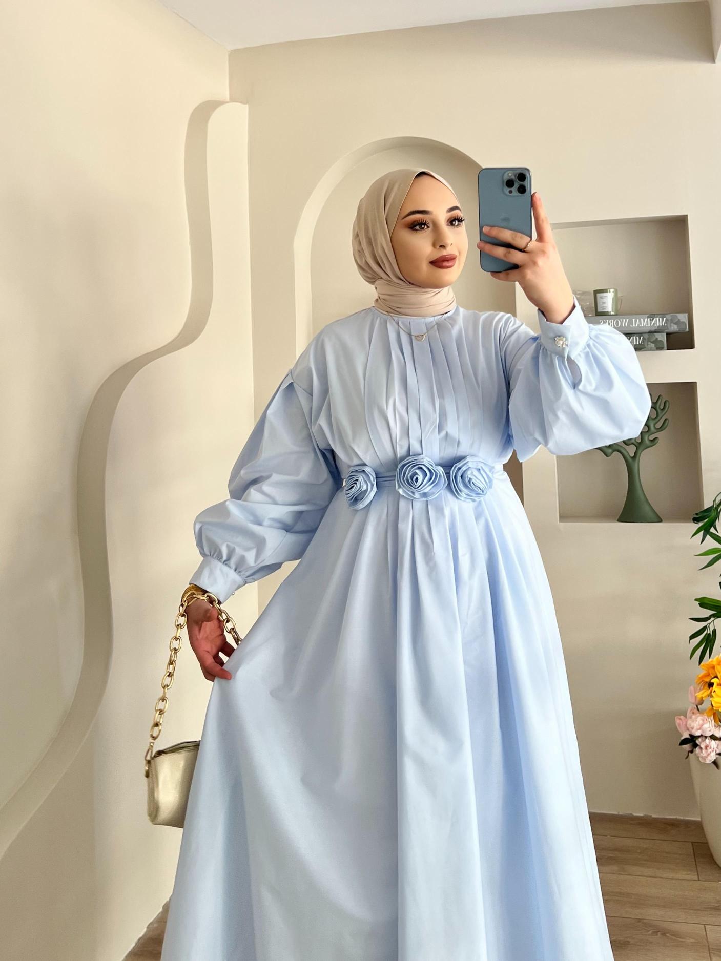 GÜL%20AKSESUARLI%20NEİA%20BEBE%20MAVİ%20ELBİSE%20