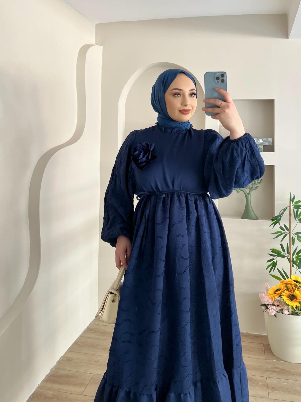 LYLİA%20GÜL%20DETAY%20LACİVERT%20ELBİSE