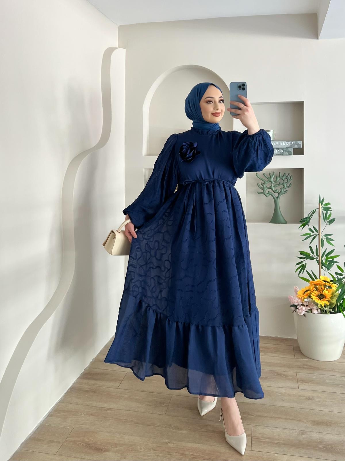 LYLİA%20GÜL%20DETAY%20LACİVERT%20ELBİSE